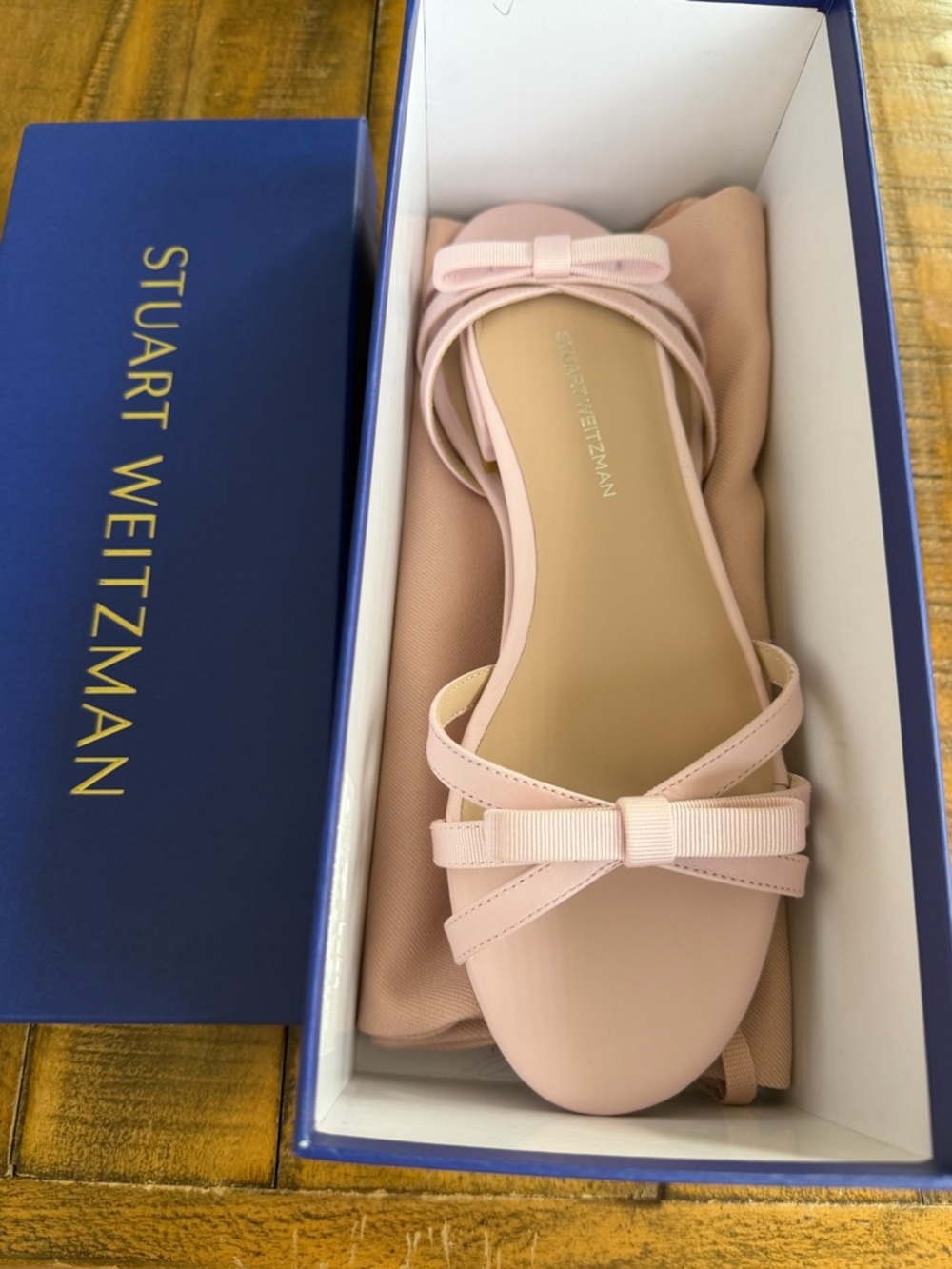 Stuart Weitzman Pale Pink Bow Slingback Flats size 6 women